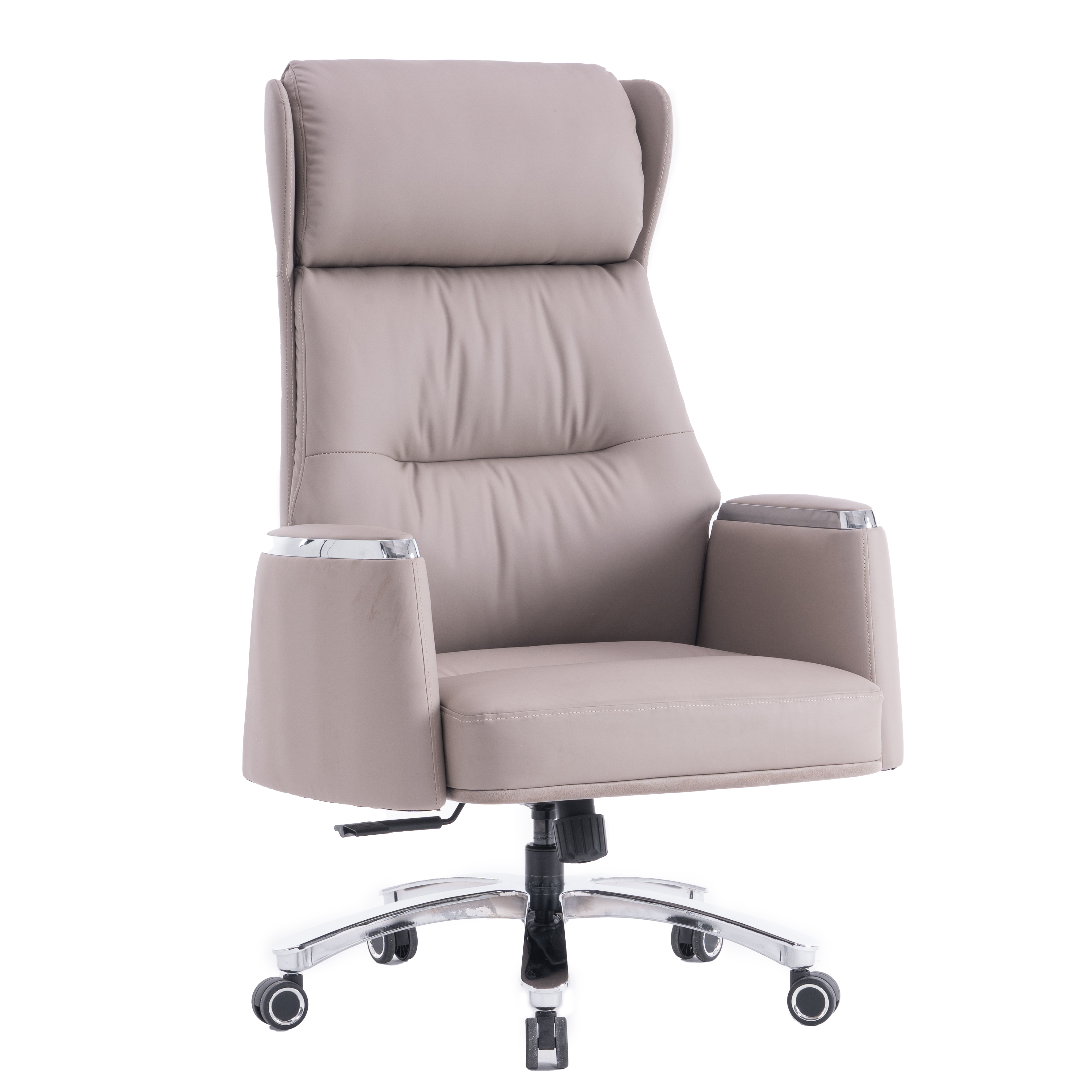 099 High Back Leather Chair Light Grey