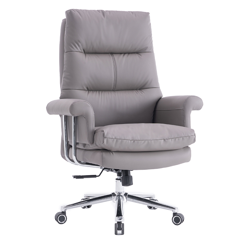 807 High Back Leather Chair Light Grey