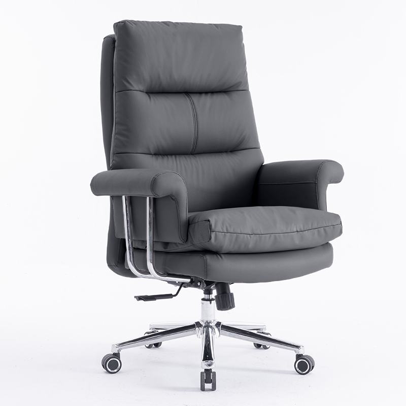 807 High Back Leather Chair Dark Grey